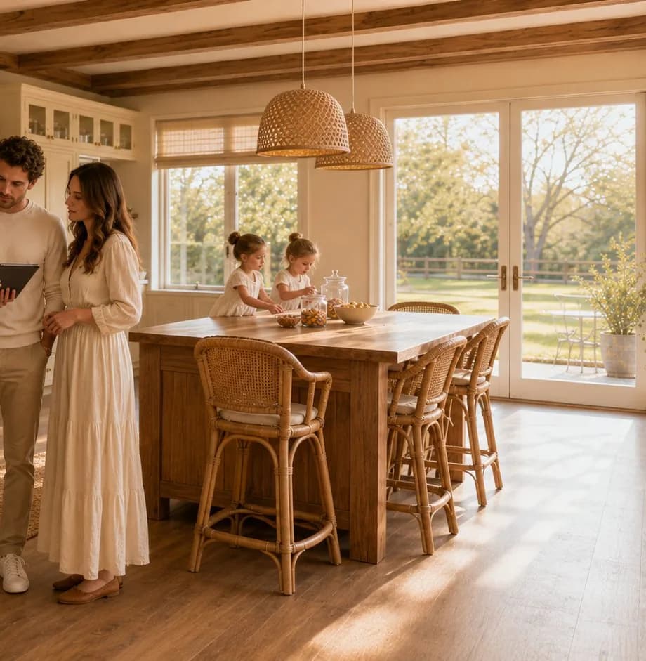 Une famille dans la cuisine de sa maison